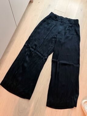 Black satin free people pants